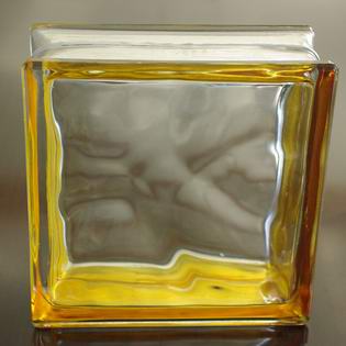 Brown Side-Color Cloudy Glass Block,